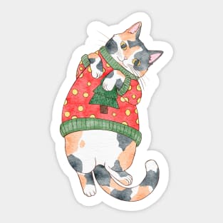 Holiday Calico Cat Sticker